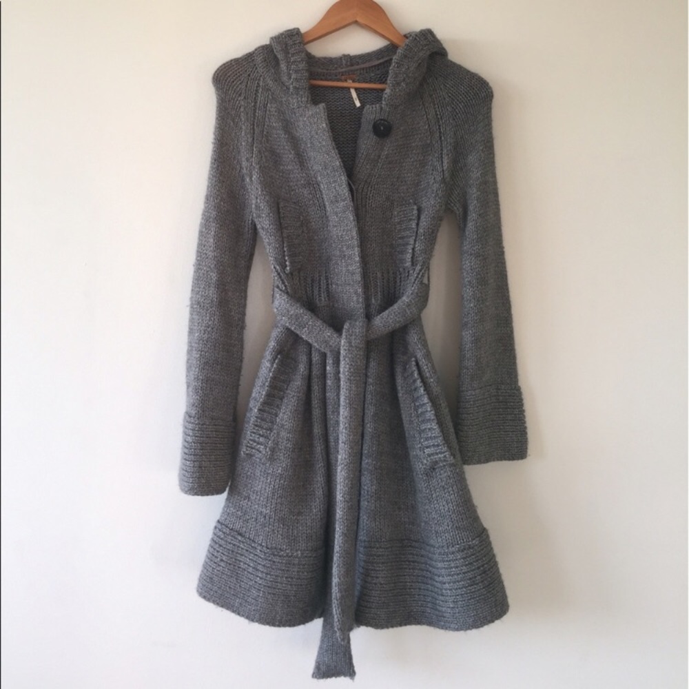 🎉Free People Long Hooded Knit Jacket/Cardigan 🎉